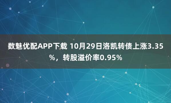 数魅优配APP下载 10月29日洛凯转债上涨3.35%，转股溢价率0.95%